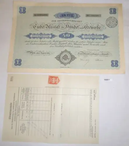Aktie 40 Schilling Österreich Credit Anstalt für Handel und Gewerbe 1926