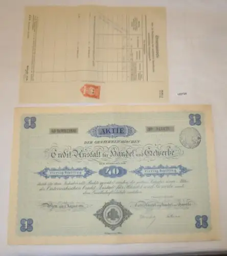 Aktie 40 Schilling Österreich Credit Anstalt für Handel und Gewerbe 1926