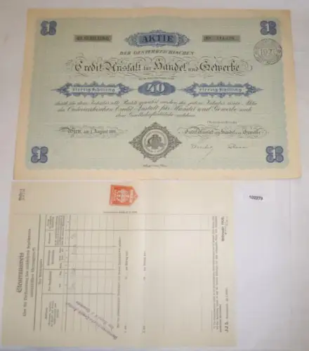 Aktie 40 Schilling Österreich Credit Anstalt für Handel und Gewerbe 1926