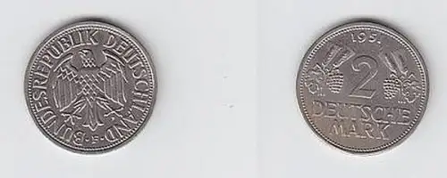 seltene 2 DM Münze BRD 1951 F Trauben und Ähren