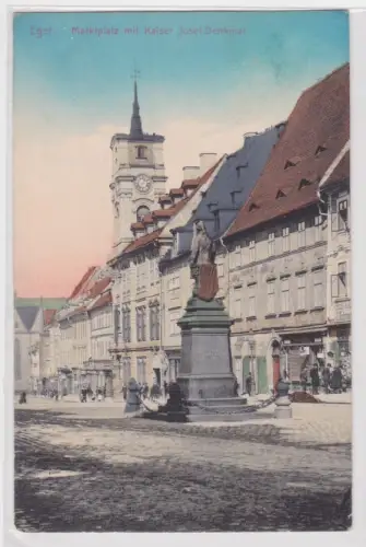 908943 AK Eger (Cheb) - Marktplatz mit Kaiser Josef Denkmal 1914