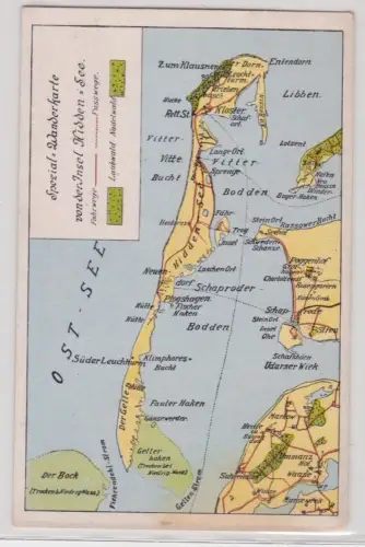 910417 AK Spezial-Wanderkarte von der Insel Hiddensee Ostsee