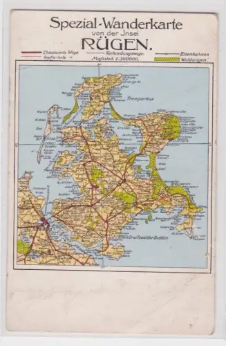 910546 AK Spezial-Wanderkarte von der Insel Rügen Ostsee