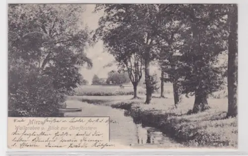 910510 AK Mirow - Wallgraben und Blick zur Oberförsterei 1903