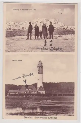910609 AK Neuland-Neversdorf (Ostsee) - Eisberg beim Leuchtturm 1929