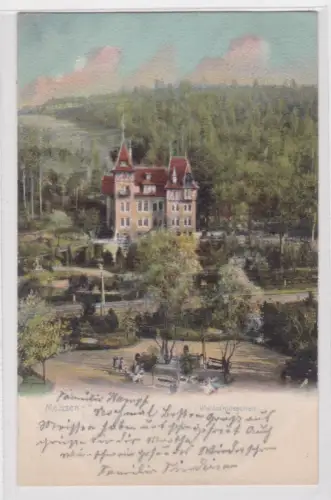 910769 AK Meissen - Waldschlösschen mit Parkpartie, Bahnpost 1902