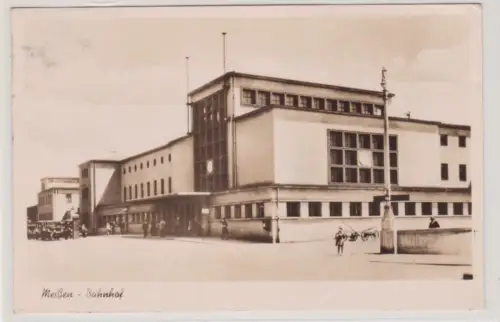 910765 Foto AK Meißen - Bahnhof, Bahnpost 1951