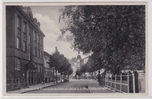 910191 Feldpost AK Güstrow - Eisenbahnbrücke, Straßenansicht 1941