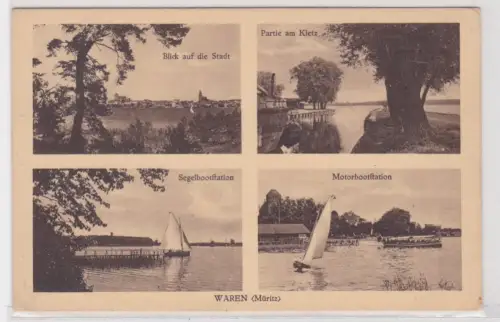 910742 AK Waren (Müritz) - Partie am Kietz, Segelbootstation, Motorbootstation