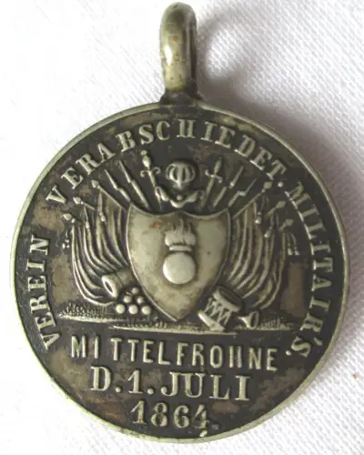 seltene Medaille Verein verabschiedeter Militärs Mittelfrohna 1864 (114970)