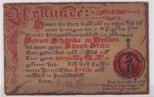 910749 AK Dresden-Altstadt - Bären-Schänke Besitzer Karl Höhne B.B.O.L. 9568