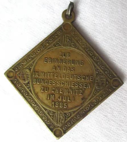 seltene Medaille IX. Mitteldt. Bundesschiessen Chemnitz 1885 (118525)