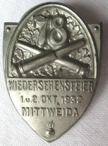 Regiments Abzeichen 78er Wiedersehensfeier Mittweida 1932 (119263)