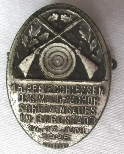 seltenes Abzeichen 15.Preisschiessen Mulden Zschopautal Burgstädt 1925 (119112)