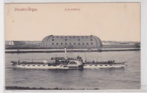 909818 AK Dresden-Übigau - Luftschiffhalle davor Dampfer Habsburg