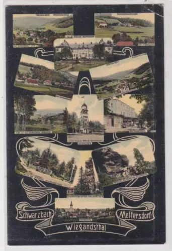 910248 Mehrbild AK Schwarzbach Wiegandsthal Meffersdorf (Pobiedna) 1907