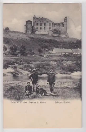 910251 AK Gruss von der russ. Grenze bei Thorn (Toruń) - Schloss Gollub 1909