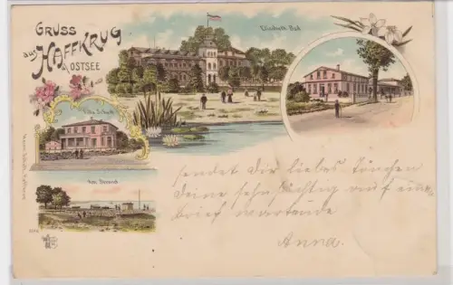 85089 Ak Lithographie Gruß aus Haffkrug an der Ostsee Villa Schütt usw. 1898