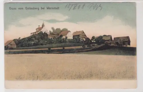 910714 Ak Gruss vom Gottesberg (Boží Vrch) bei Wernstadt (Verneřice) 1908