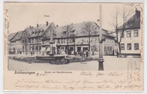 909961 AK Schleusingen - Markt mit Marktbrunnen, Post 1903