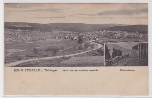 68943 AK Schmiedefeld - Blick von der schönen Aussicht, Zahnradbahn