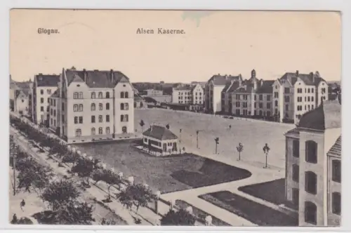 95117 Feldpost AK Glogau (Głogów) - Alsen Kaserne mit Straßenansicht 1916