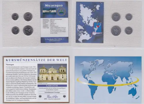 KMS Kursmünzensätze der Welt KMS 4 Münzen Nicaragua Oro im Blister (110451)