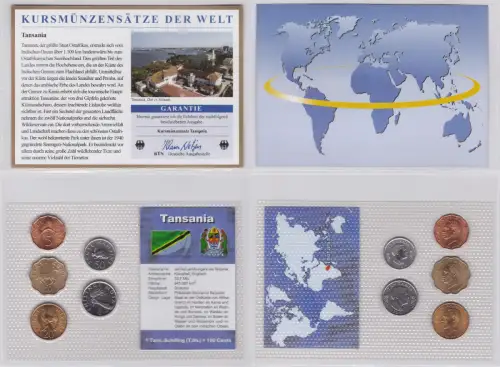 KMS Kursmünzensätze der Welt KMS 5 Münzen Tansania Schilling im Blister (119962)
