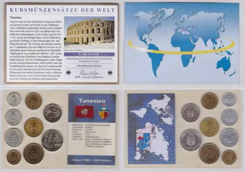 KMS Kursmünzensätze der Welt KMS 9 Münzen Tunesien Dinar im Blister (127929)