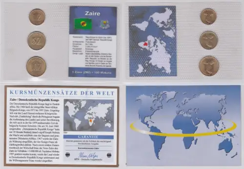 KMS Kursmünzensätze der Welt KMS 3 Münzen Zaire im Blister (124666)