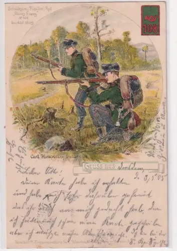 57939 Regiments Ak Lithographie Dresden Schützen Regiment Nr.108
