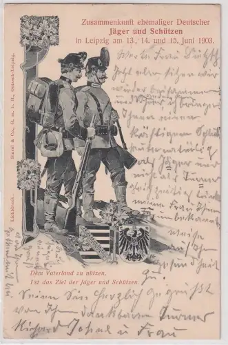 37590 Ak Zusammenkunft ehemaliger Jäger & Schützen in Leipzig 1903