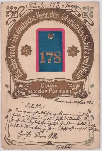61885 Präge Ak Gruß aus der Garnison Kamenz K.S.Inf.Regt.Nr.178