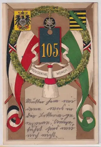 18167 Regiments Ak Lithographie Infanterie Regiment Nr.105 Straßburg 1911