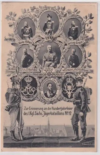 904940 Ak Freiberg 100Jahrfeier des 1.kgl.säch.Jägerbataillons Nr.12