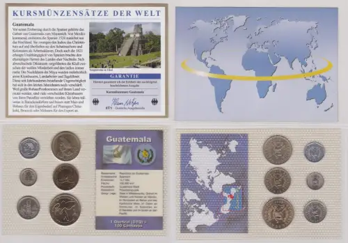 KMS Kursmünzensätze der Welt 6 Münzen Guatemala Quetzal im Blister (124233)