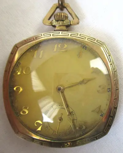 schöne eckige Herren Taschenuhr Double Frackuhr um 1930 (130036)