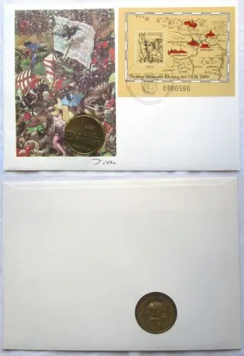 DDR Numisbrief mit 5 Mark Marienkirche Mühlhausen 1989 (146729)