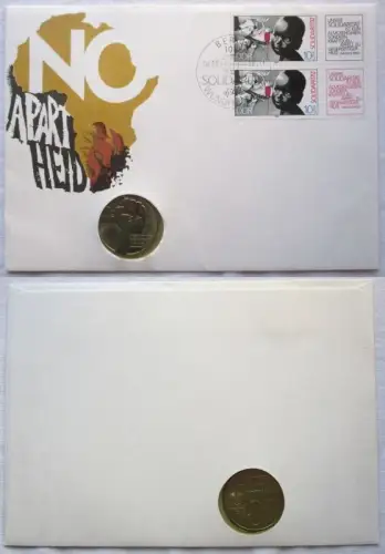 DDR Numisbrief NO APARTHEID 1978 + 5 Mark Münze Int. Anti Apartheidjahr (146971)