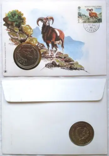 Numisbrief mit 1 Pfund Münze Zypern 25.jähr.Jubiläum WWF 1986 Stgl. (148535)
