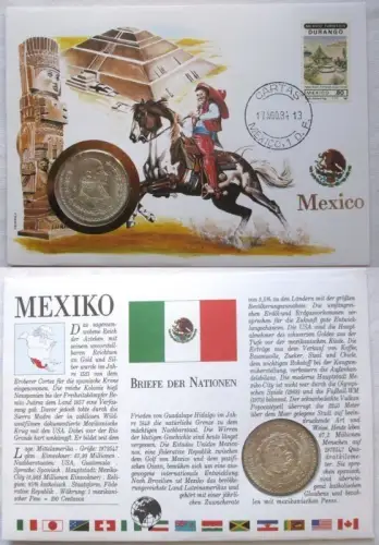 Numisbrief mit 1 Peso Silber Münze Mexiko 1962 vz (141441)