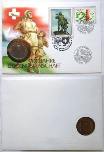 Numisbrief mit 5 Franken Münze Schweiz 1988 Stgl. (131826)