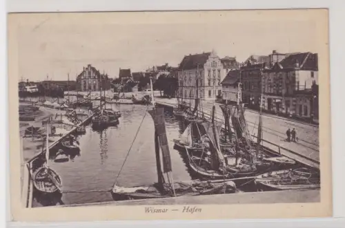 910310 Ak Wismar a.d. Ostsee - Partie am Hafen um 1925