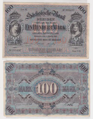 Banknote 100 Mark Sächsische Bank zu Dresden 1911 (131122)