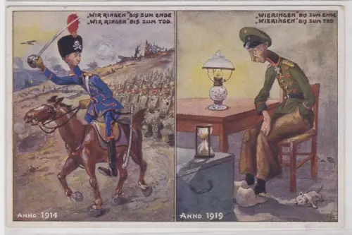 910312 Militär Humor AK Wandel dt. Kronprinzen Wilhelm von Preußen 1. Weltkrieg