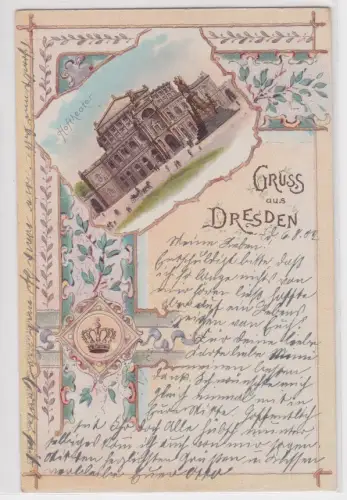 909955 Künstler Ak Gruss aus Dresden - Hoftheater 1902