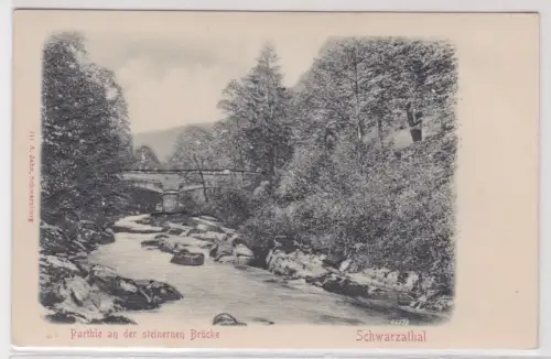 910430 Ak Schwarzathal - Parthie an der steinernen Brücke um 1900