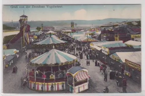 909954 AK Gruß von der Dresdner Vogelwiese - Jahrmarkt 1913