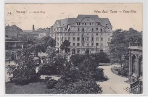 909941 Ak Dresden Post-Platz Palast-Hotel Weber Ostra-Allee 1912