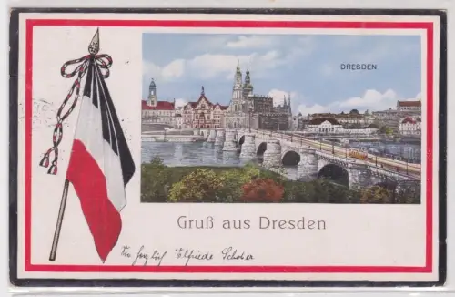 909958 Patriotika Feldpost AK Gruß aus Dresden - Ortsansicht 1915